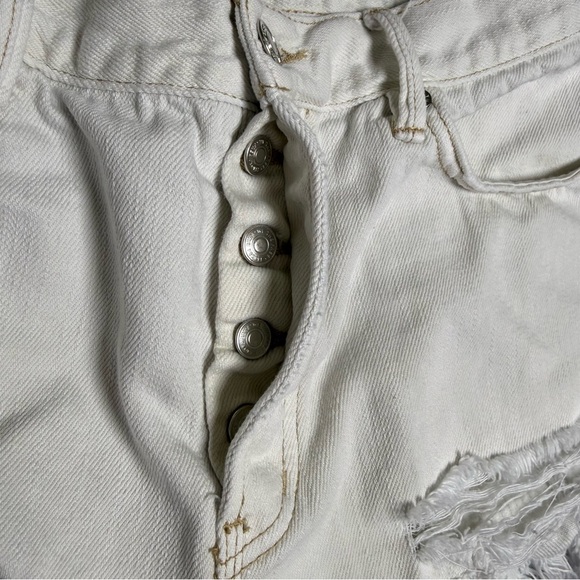 We the Free Shorts FP Movement Button Fly Denim Raw Hem Jean Beige White size 30 - Picture 6 of 8